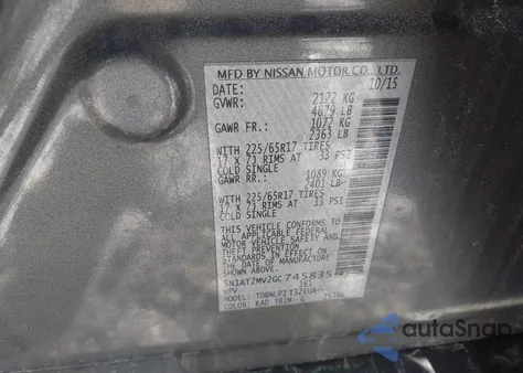 2016 Nissan Rogue S/Sl/Sv z USA, uszkodzony, nr VIN 5N1AT2MV2GC745835